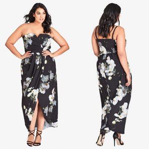 City Chic Strapless Orchid Dreams Black Maxi Dress